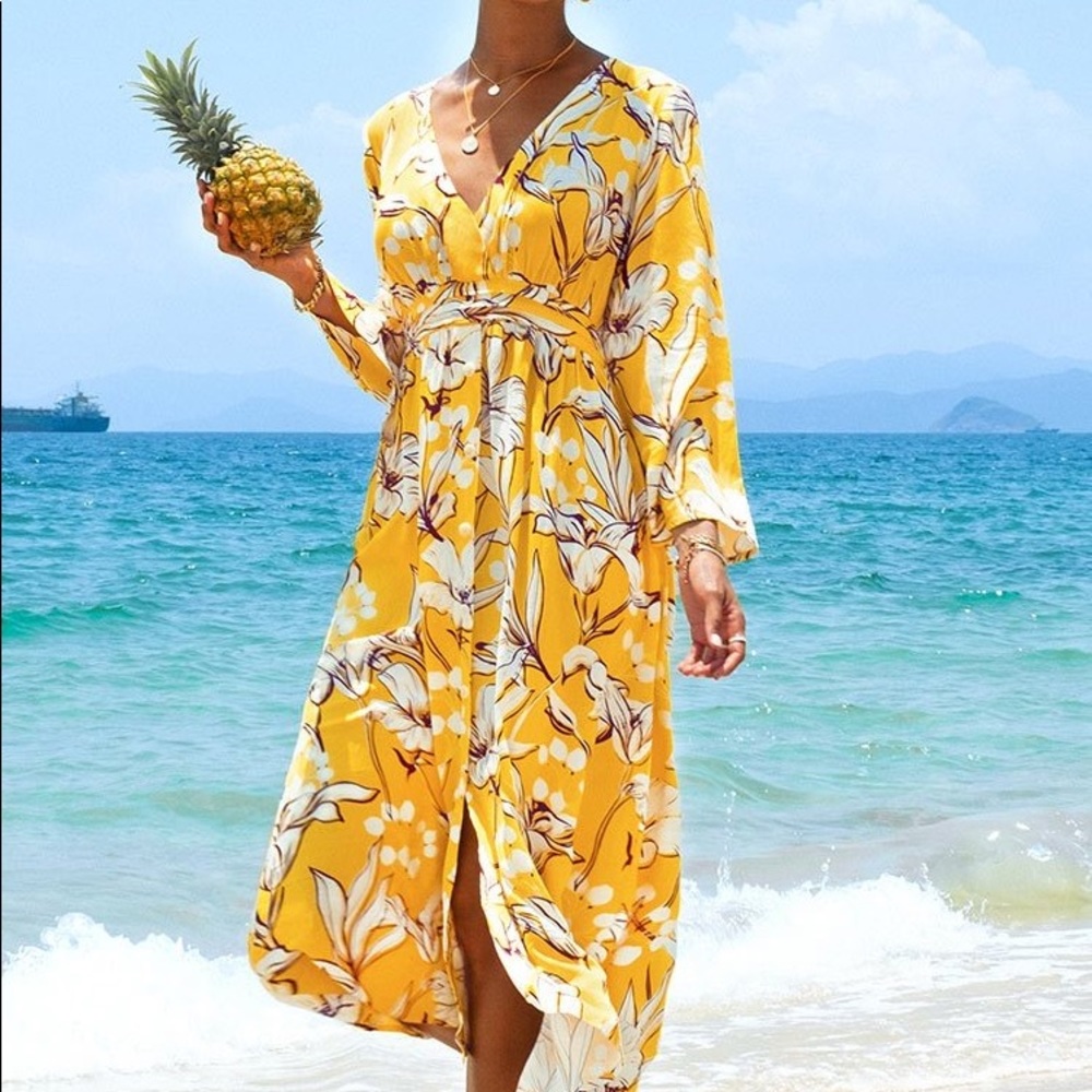 CUPSHE Naomi Floral Long Sleeve Dress - medium